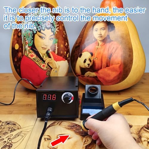 FIRElood Wood Burning Tool,Wood Burning kit Pen 25~750℃,Professional Wood Burning kit,with Digital Thermometer Temperature Adjustable Temperature,1 Wood Burning pens, 30 Wood Burning Pen Tips - Image 3