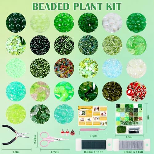 Fesorsi Beaded Plant Kit, Green Beads for Beaded Plants - Image 2
