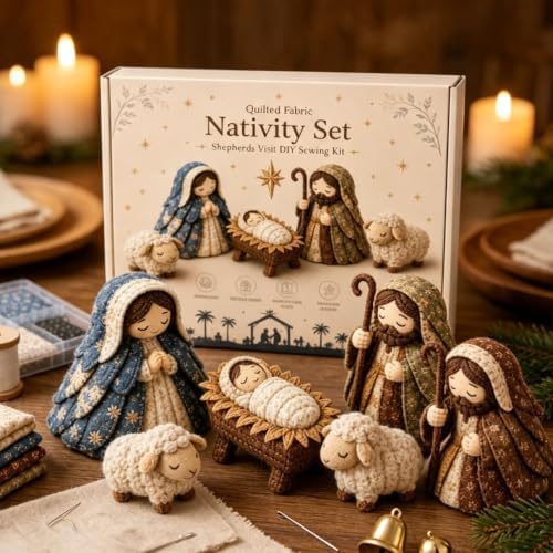 DIY Quilted Fabric Nativity Set Sewing Kit, Detailed Hand-Stitch Holy Family Manger Craft Set, Nativity Ornament Making Project for Home Display & Faith-Based Decor Creation for Adults，Type E - Image 3