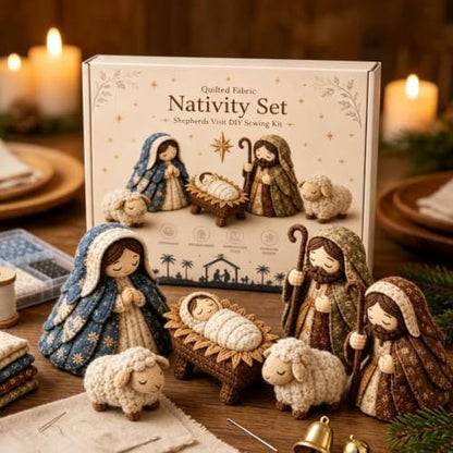 DIY Quilted Fabric Nativity Set Sewing Kit, Detailed Hand-Stitch Holy Family Manger Craft Set, Nativity Ornament Making Project for Home Display & Faith-Based Decor Creation for Adults，Type E - Image 3