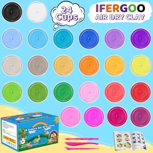 ifergoo Air Dry Clay, 24 Colors Magic Foam Modeling Clay for Kids - Image 2