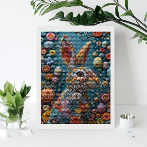 Easter Rabbit in Eggs Diamond Drawing Art Kit for Adults Psychedelic Paper Quilling DIY Diamond Art Painting for Beginners Full Drill Round Gem Art Painting for Crafts Home Wall Decor - Image 7
