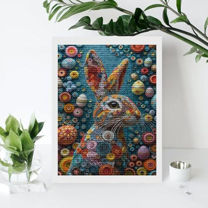 Easter Rabbit in Eggs Diamond Drawing Art Kit for Adults Psychedelic Paper Quilling DIY Diamond Art Painting for Beginners Full Drill Round Gem Art Painting for Crafts Home Wall Decor - Image 7