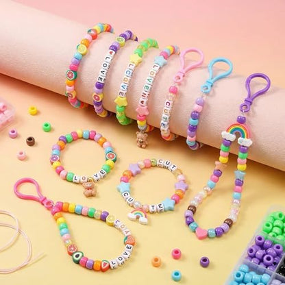 Gionlion 1000PCS Pony Beads Bulk Bracelet Making Kit, 24 Colors Kandi Beads for Bracelets and Jewelry Making, Letter Beads and Charms for DIY Hair Braiding, Craft and Gift for Girls - Image 6