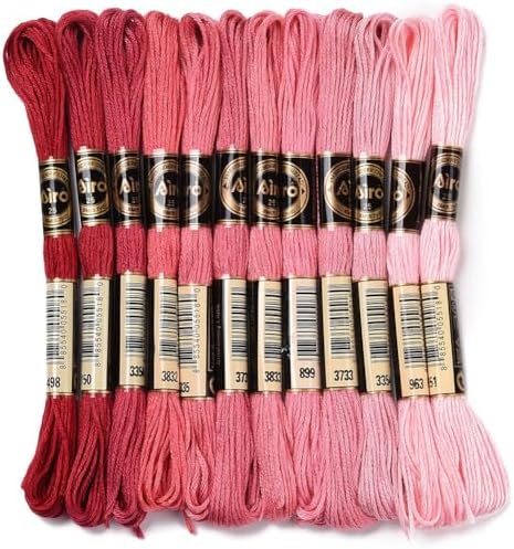 12 Skeins 105 Yards Gradient Red Embroidery Floss Cross Stitch Threads Polyester Knit String Friendship Bracelet Yarn for Sewing Making Jewellery Making Holiday Decorations DIY Projects by CABODYALS