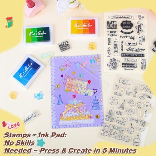 Ohanniewa 30 Pack Card Making Kit – Blank Greeting Cards & Envelopes, Stamp Set, 12 Colored Pens, Stencil Cards, Festival Stickers – DIY Craft Set for Birthdays, Christmas, Thank You & All Occasions - Image 3