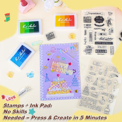 Ohanniewa 30 Pack Card Making Kit – Blank Greeting Cards & Envelopes, Stamp Set, 12 Colored Pens, Stencil Cards, Festival Stickers – DIY Craft Set for Birthdays, Christmas, Thank You & All Occasions - Image 3