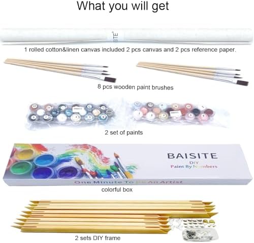 BAISITE Paint by Numbers Kit for Adults Beginners,12" Wx16 L 2 Pack Canvas for Painting Kits for Adults in Colorful Box-Poppies 6566-DIY Frame - Image 3