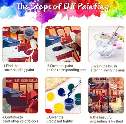QUITEDEW 2 Pack Paint by Numbers Kit for Adults Colorful Box11.8x15.7 Inch - Image 5