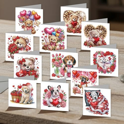 12Pcs Diamond Art Greeting Cards Kit with Envelopes Valentine - Image 3
