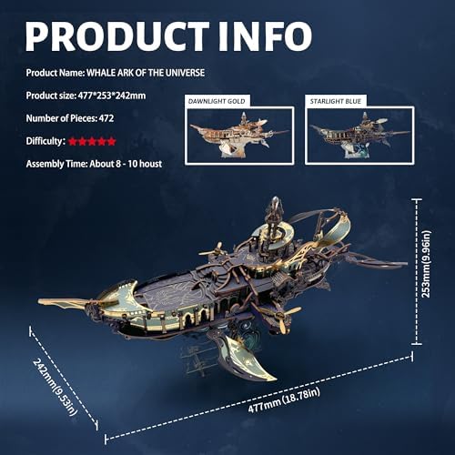 3D Wooden Puzzle for Adults Whale Spaceship DIY Dollhouse Kit - Image 3