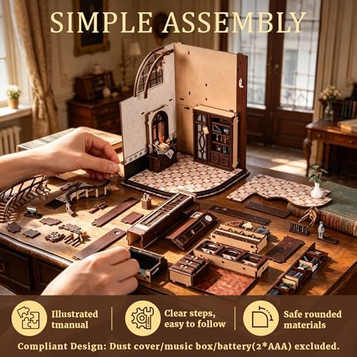 CRIOLPO Book Nook Kits for Adults DIY Miniature House Kit with LED Lights - Image 4