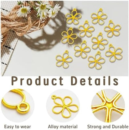 30PCS Open Bezel Pendants, Hollow Flower Alloy Frame Charms for Resin Jewelry Making, DIY Earrings Necklace Bracelet Craft Supplies - Image 4