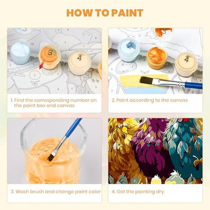 MXJSUA Three Chickens Framed Paint by Numbers Kit for Adults Beginner with Wooden Easel, Adults' Paint-by-Numbers on Canvas, Easy DIY Acrylic Number Painting for Home Decor Gifts, 8x12 inch - Image 5