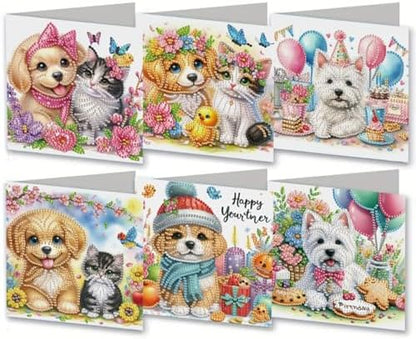 MaiYiYi 6 Pack DIY Cute Dog Diamond Art Greeting Cards Kit by MaiYiYi