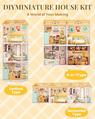 Kisoy DIY Miniature House Kit, Beginner-Friendly Tiny House Model with LED Light, Craft Gift for Home Decor, Teens & Adults（Milk Tea Shop） - Image 6