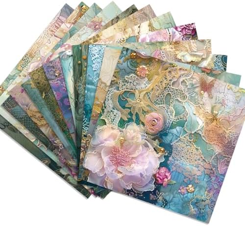 24 Sheets Lace Floral Pattern Paper, 6" x 6" Scrapbooking Supplies Paper Decorative Craft Paper for DIY Card Making Photo Album Junk Journal Décor - Image 7