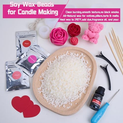 Rose Candle Making Kit with Round Gift Box,DIY Soy Wax Kit (Silvery) - Image 3