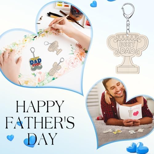 RattanView 24 Pcs Father's Day Craft Keychains DIY Keychain, 12 Styles - Image 6