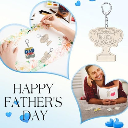 RattanView 24 Pcs Father's Day Craft Keychains DIY Keychain, 12 Styles - Image 6