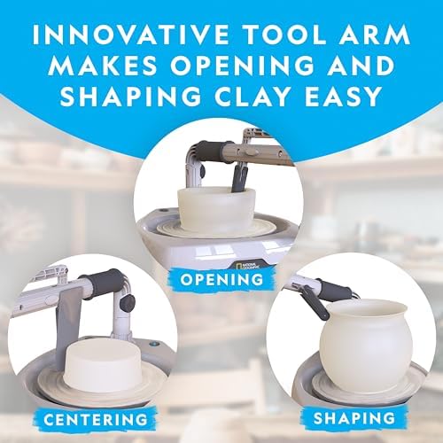 NATIONAL GEOGRAPHIC Hobby Pottery Wheel Kit - 8" Variable Speed Pottery Wheel for Adults & Teens with Innovative Arm Tool, 3 Lb Air Dry Clay & Art Supplies, Crafts for Adults, Craft Kits for Teenagers - Image 5