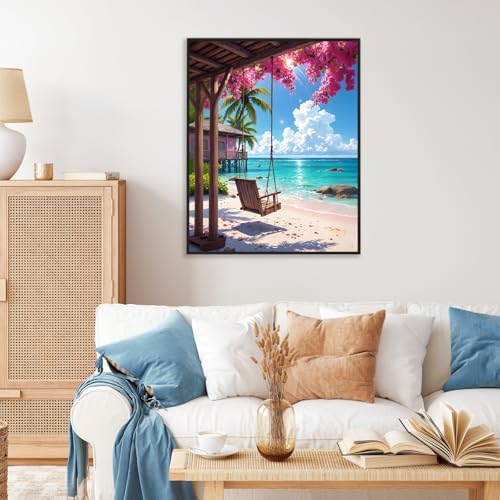 Paint by Numbers Kit for Adults, Tropical Beach Number Painting Canvas Kit - Image 2