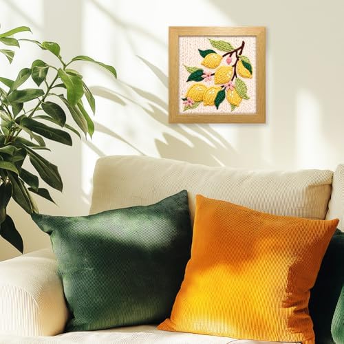 INFUNLY Lemon Flower Punch Needle Embroidery Kits Lemon Branch DIY Punch Needle Kit for Beginners Plant Stamped Rug Yarn Hooking Kit with Pre-Printed Pattern Instruction for Craft Lovers Home Decor - Image 4