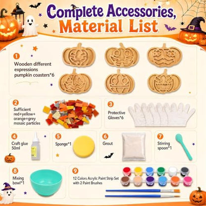 6PCS DIY Glass Mosaic Tiles for Crafts, Mixed Color, Halloween Pumpkin - Image 3