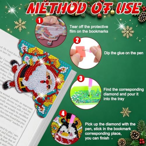 WIVICO 4Pcs Diamond Painting Bookmarks, Diamond Pearl Art Kits for Adults - Image 4