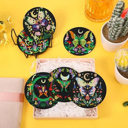 EWJRNSF 10 PCS Butterfly Diamond Art Coasters Kit with Holder for Adults - Image 3