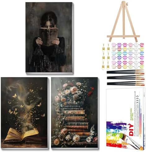 Mandun Book Paint by Numbers Kit for Adults, 3 Pack, 7.8x11.8 inch by MANDUN
