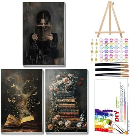 Mandun Book Paint by Numbers Kit for Adults, 3 Pack, 7.8x11.8 inch by MANDUN