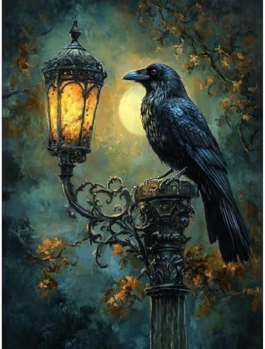 Gothic Raven Paint by Numbers Kit for Adults Framed Canvas, Frameworkless by FairylandJinWenn
