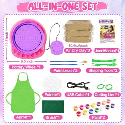 Pottery Wheel for Kids, Arts and Crafts for Kids Ages 8-12, Crafts for Girls 8-12, Complete DIY Clay Wheel Pottery Kit for Beginners, Kid Crafts Gifts for Girl Toys Ages 8 9 10 11 12 Year Old Birthday - Image 6