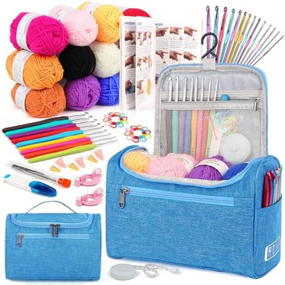 Aeelike Crochet Kits for Beginners Adults Kids, Complete Crochet Set, Blue by Aeelikescrochetworld