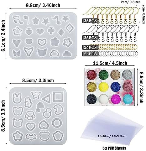 Attuslla Resin Shaker Silicone Molds Earrings Resin Molds Silicone with Glitter for DIY Jewelry Pendant Necklace Ornament - Image 2