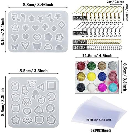 Attuslla Resin Shaker Silicone Molds Earrings Resin Molds Silicone with Glitter for DIY Jewelry Pendant Necklace Ornament - Image 2