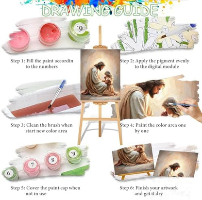6 Pack Jesus Paint by Numbers Kit for Adults Framed Canvas, Frameworkless - Image 6