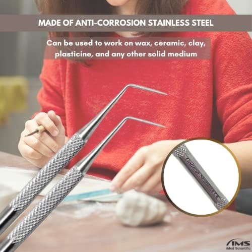Clay Needle Tool 2Pcs Stainless Steel Professional Pin Needle Detail Tool for Ceramic Polymer Clay Sculpture Modeling to Make Intricate Design Detailing (Angled) - Image 6