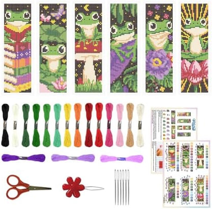ORIGACH 6 Set Frog Cross Stitch Bookmark Kit for Beginner by ORIGACH