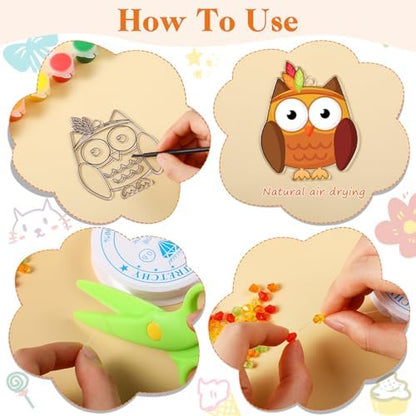 Dunzoom 30 Set Fall Craft Kits Thanksgiving Suncatchers Kits Autumn Pumpkin Maple Leaves DIY Craft Make Your Own Suncatcher Paint Ornaments for Thanksgiving Art Activities - Image 3