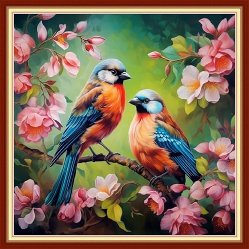Joyhoor Stamped Cross Stitch Kits for Beginners, Needlepoint Kits for Adults, 11CT Counted Embroidery Kits-Flower Birds 18x18 inchs by JoyhoorCrossStitchKits