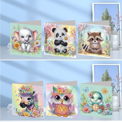 6PCS Owls Pandas Diamond Art Painting Greeting Cards Kit with Envelopes - 5D DIY Diamond Art Card Kits for Adults - Handcrafted Postcards for Birthday & Holiday - Image 2