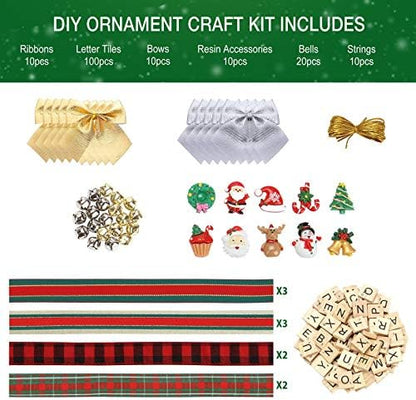 Christmas Ornaments Tree Decorations Personalized Crafts for Girls Adults Kids Kit DIY Ribbon Letter Tiles Bells Rustic Stockings Name Tags Hanging Xmas Decor for Gifts Wreath Room Holiday - Image 3