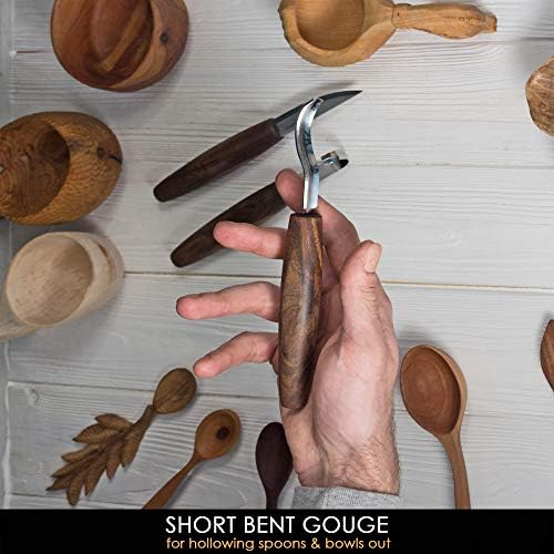 BeaverCraft Wood Spoon Carving Tools Kit S14x Deluxe - Whittling Tools Set Includes Sloyd Wood Carving Knife, Hook Knife, Gouge, Leather Roll-Up Case & Leather strop with Polishing Compound - Image 6