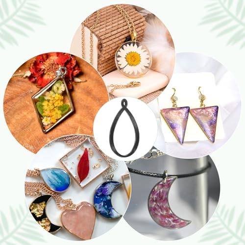 M METERXITY 20-Pack Open Bezels for Resin, Teardrop Shape Open Back Bezel Pendants for Resin Jewelry Making/DIY Earrings Necklace, Alloy Hollow Frame Pendants [Black] - Image 5