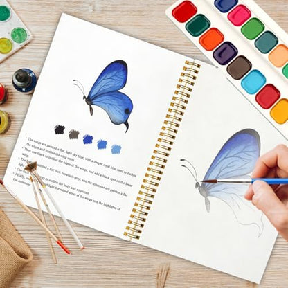 Butterfly Watercolor Workbook, Water Coloring Book, 12 Patterns, Watercolor Kit for Beginners, DIY Art Gift for Women and Adults, Stress Relief Watercolor Workbook, Garden and Nature Lover Kit ﻿ - Image 5