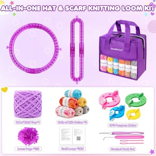 Knitting Loom Kit with Storage Bag,Looms,Yarn, Pom Pom Maker & Crochet Hook - Image 2
