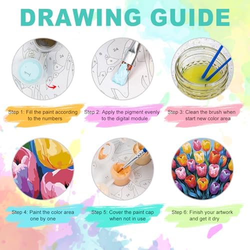 GEEHEIY Paint by Numbers Kit for Adults, Colorful Tulip Number Painting, 16 x 20 Inch - Image 6