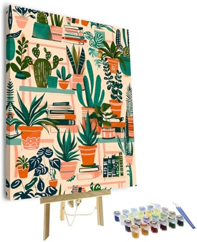 TUMOVO Plant Framed Paint by Numbers for Adults Beginner, Botanical Adults' Paint-by-Number Kits, Green Leaf DIY Acrylic Paint by Numbers Kits on Canvas, Acrylic Pigment Painting Kits 16"x20" by TUMOVO